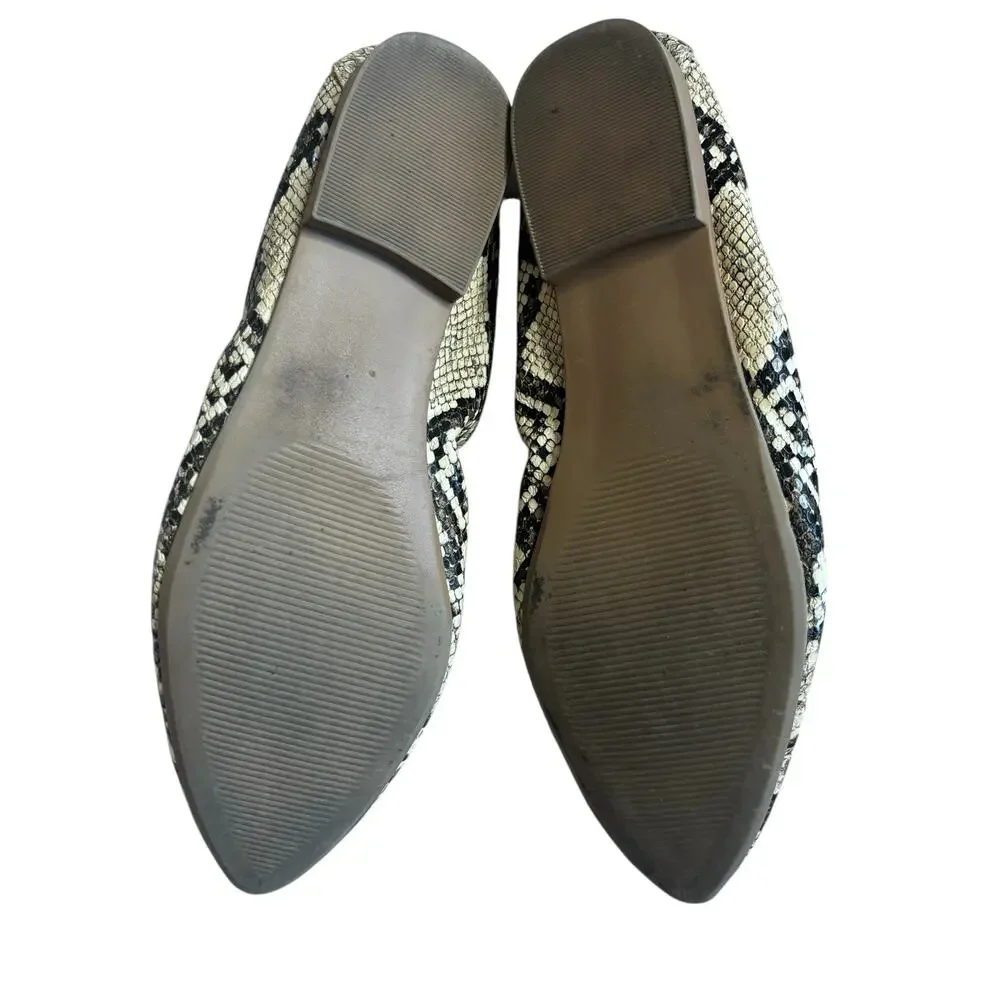 Steve Madden Snakeskin Pointed Toe Flats Size 8 Loafer Ballet Shoes